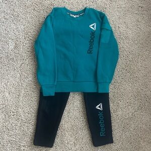 Reebok Kids Teal Sweatshirt and Black Leggings